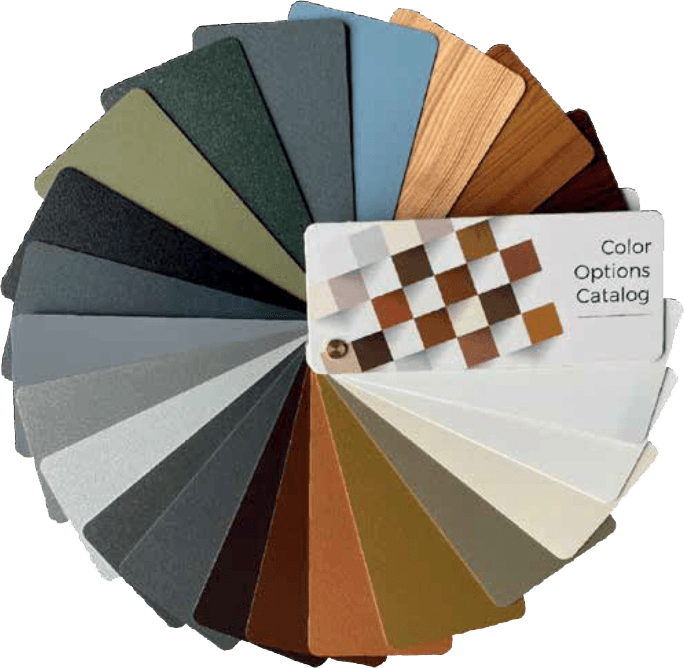 Structure material and color samples arranged in a circle