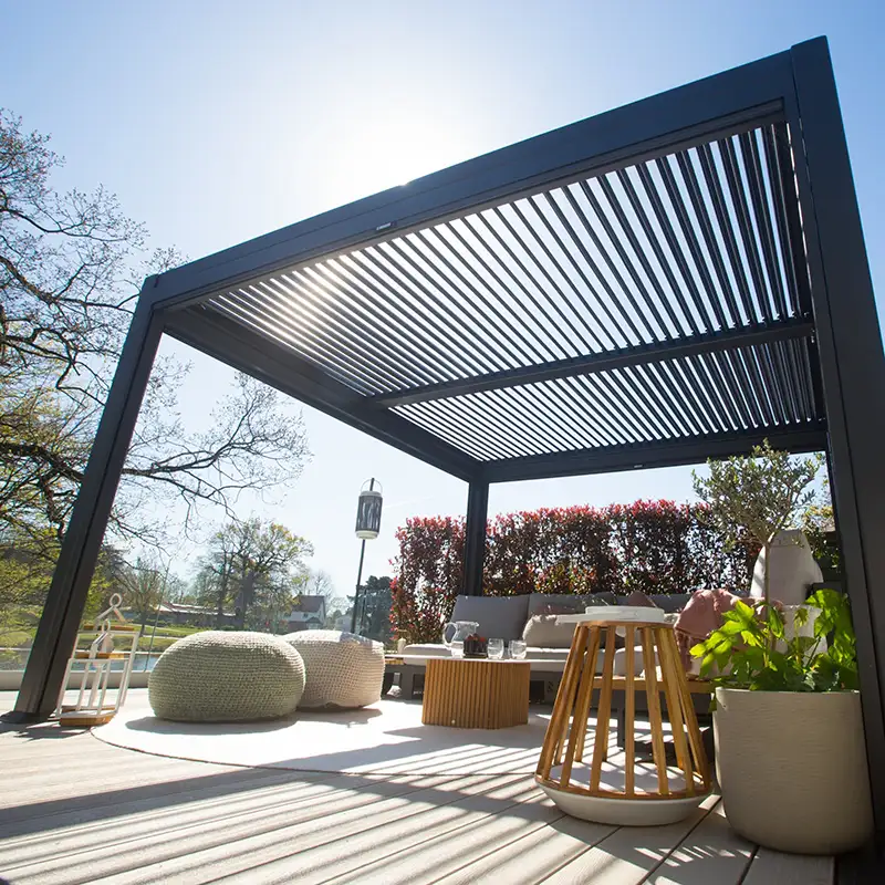 freestanding SkyCloud pergola with rotating roof panels
