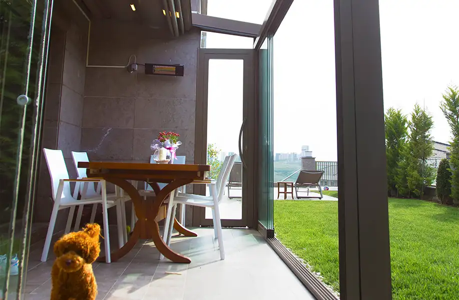 Pier glass system with sliding panels