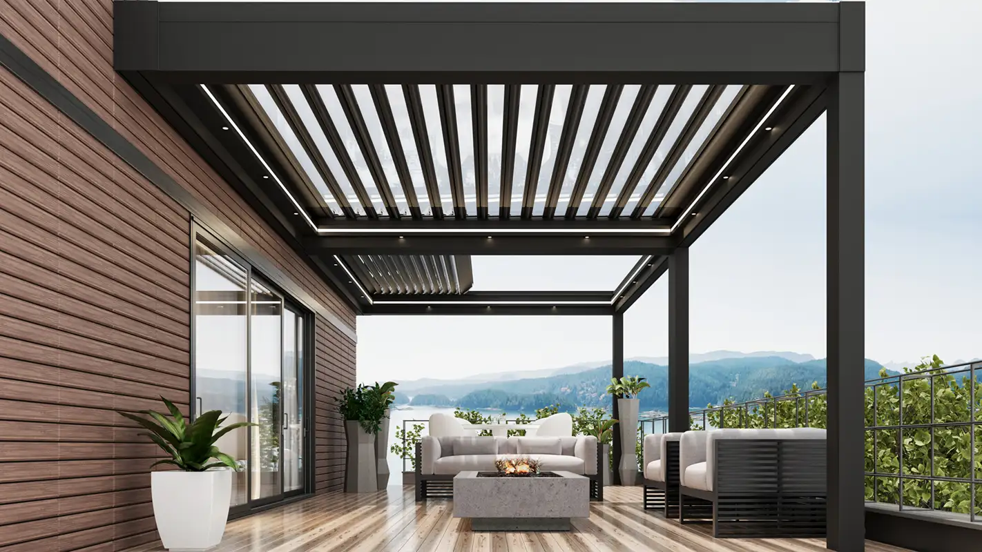 black SkyFree pergola system
