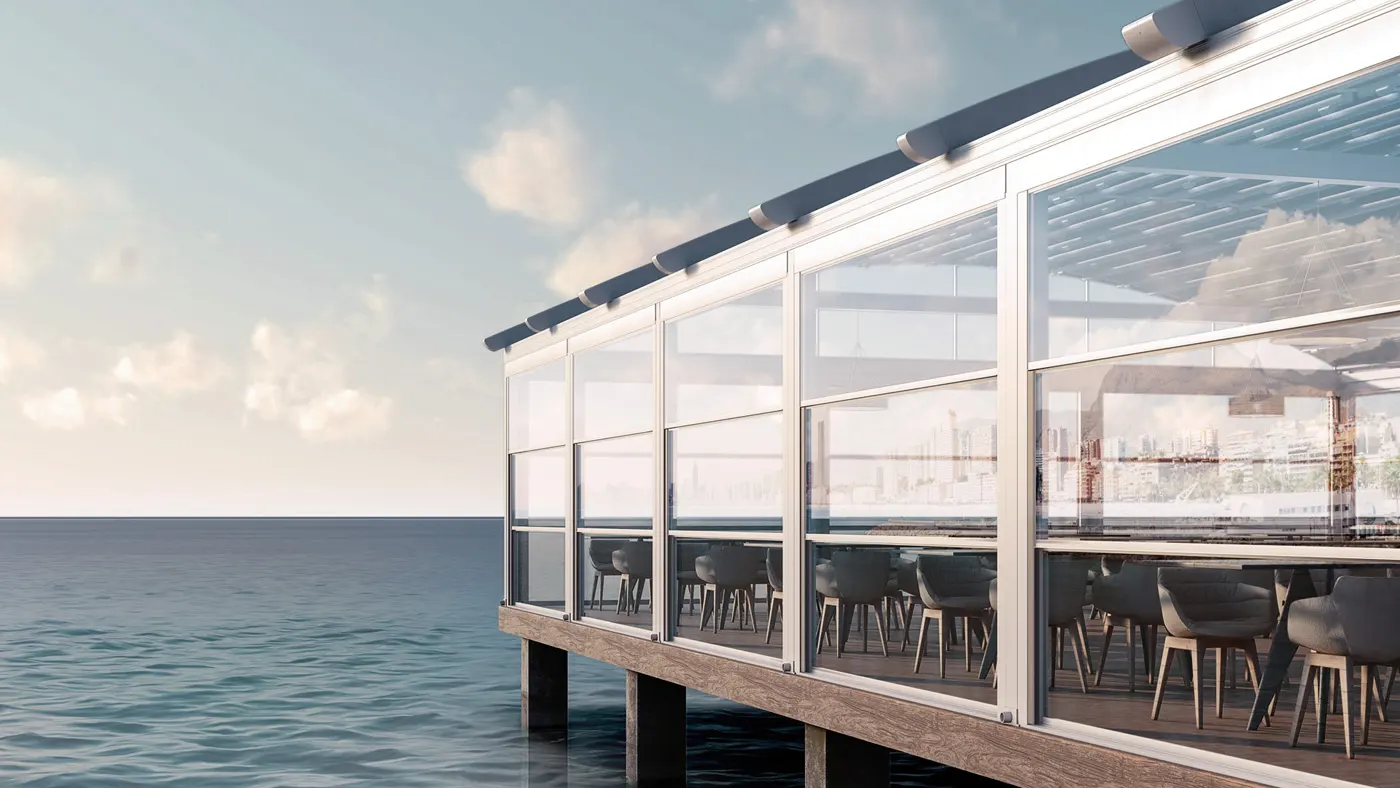 Verlass glass system offering clear views of the ocean